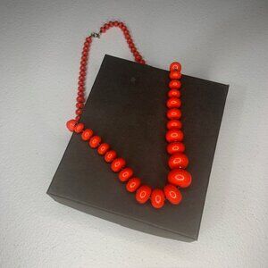 Vintage Red Disc Bead Statement Retro MCM Mod Style